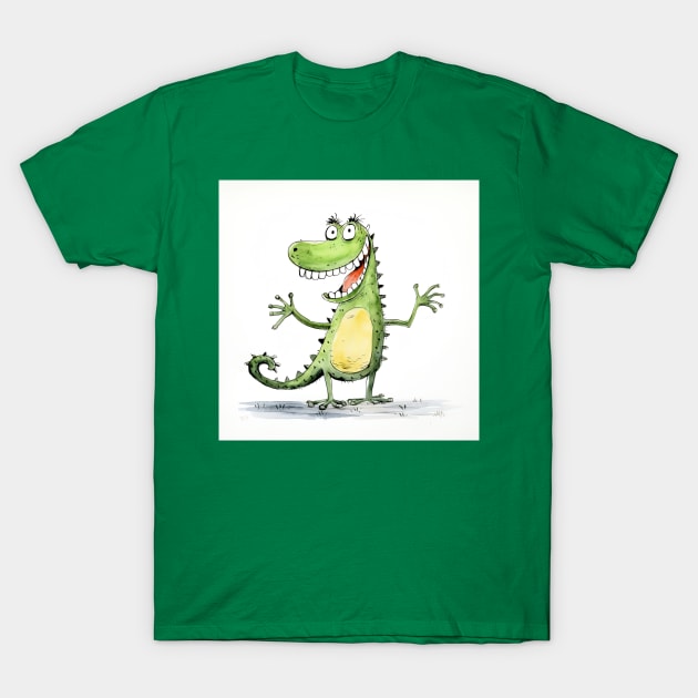 Funny Dinosaur Cartoon T-Shirt by Geminiartstudio